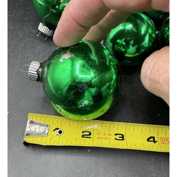 Max Eckardt 1950’s Shiny Brite Mercury Green Glass Christmas Ornaments -LO4 - Picture 5 of 9